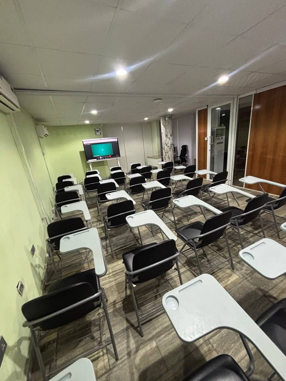 Class Hall 1, laid out with rows of writing-tablet chairs