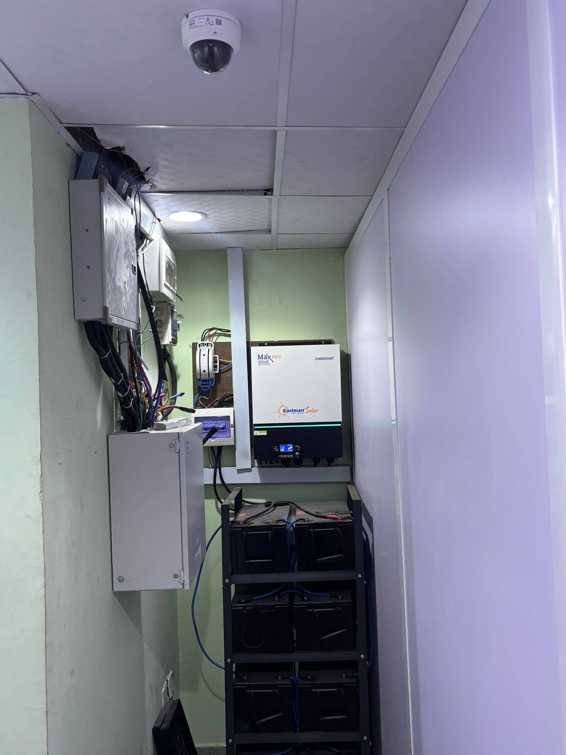 The inverter and battery bank that power the Costech Academy venue